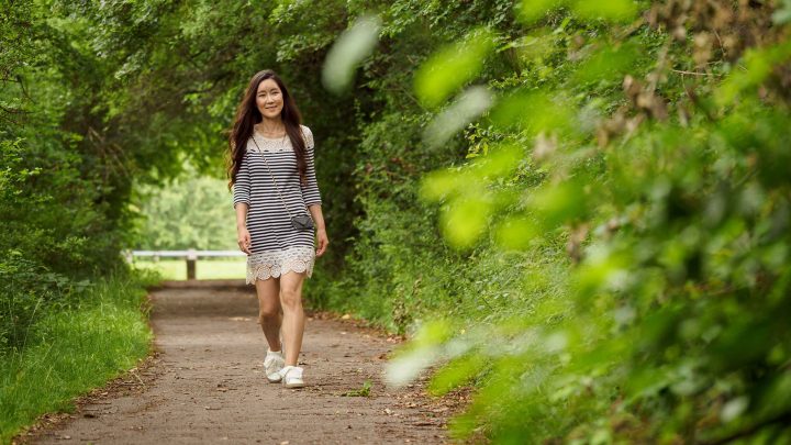 person walking trees