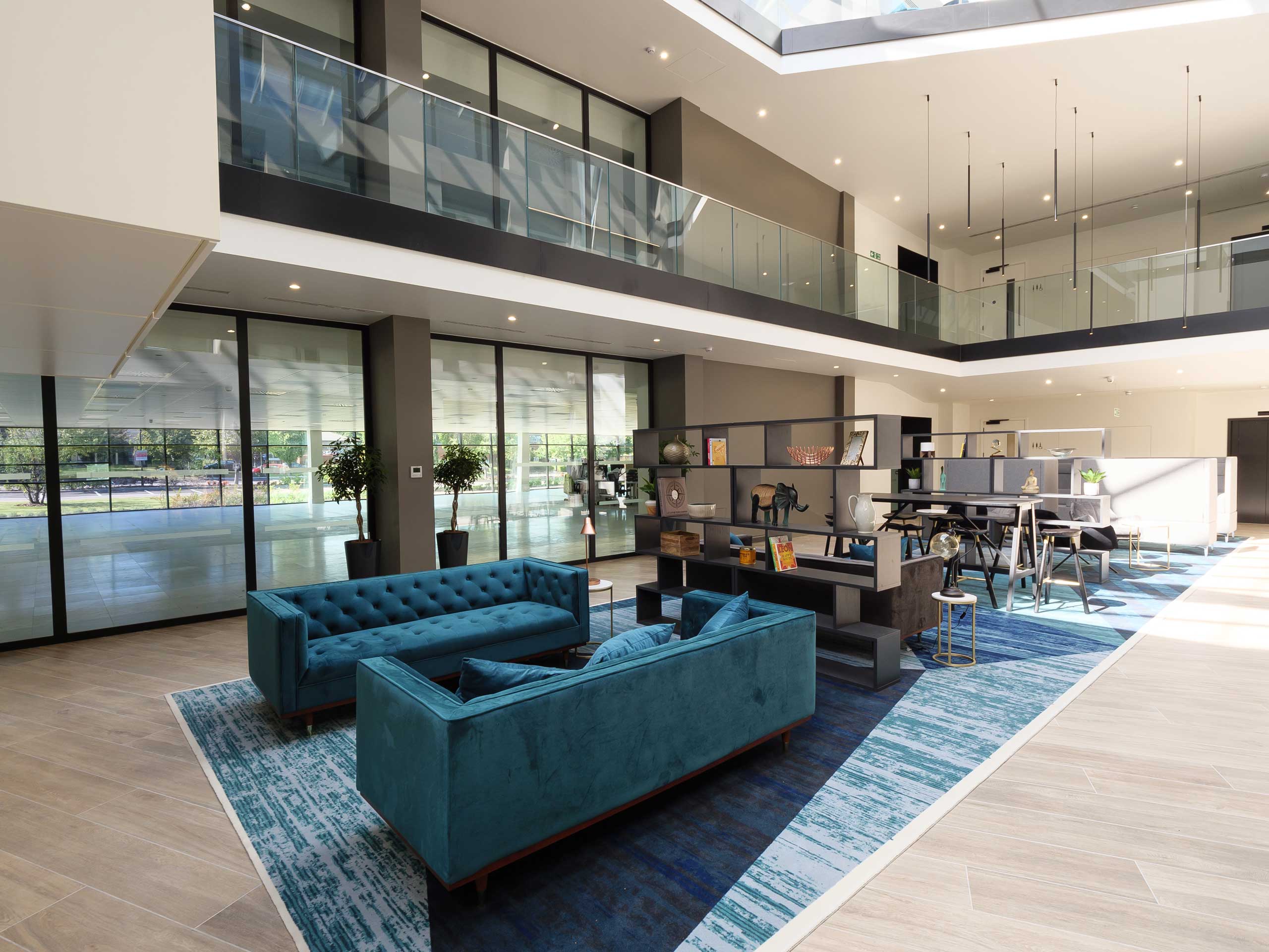 open plan office building lounge area